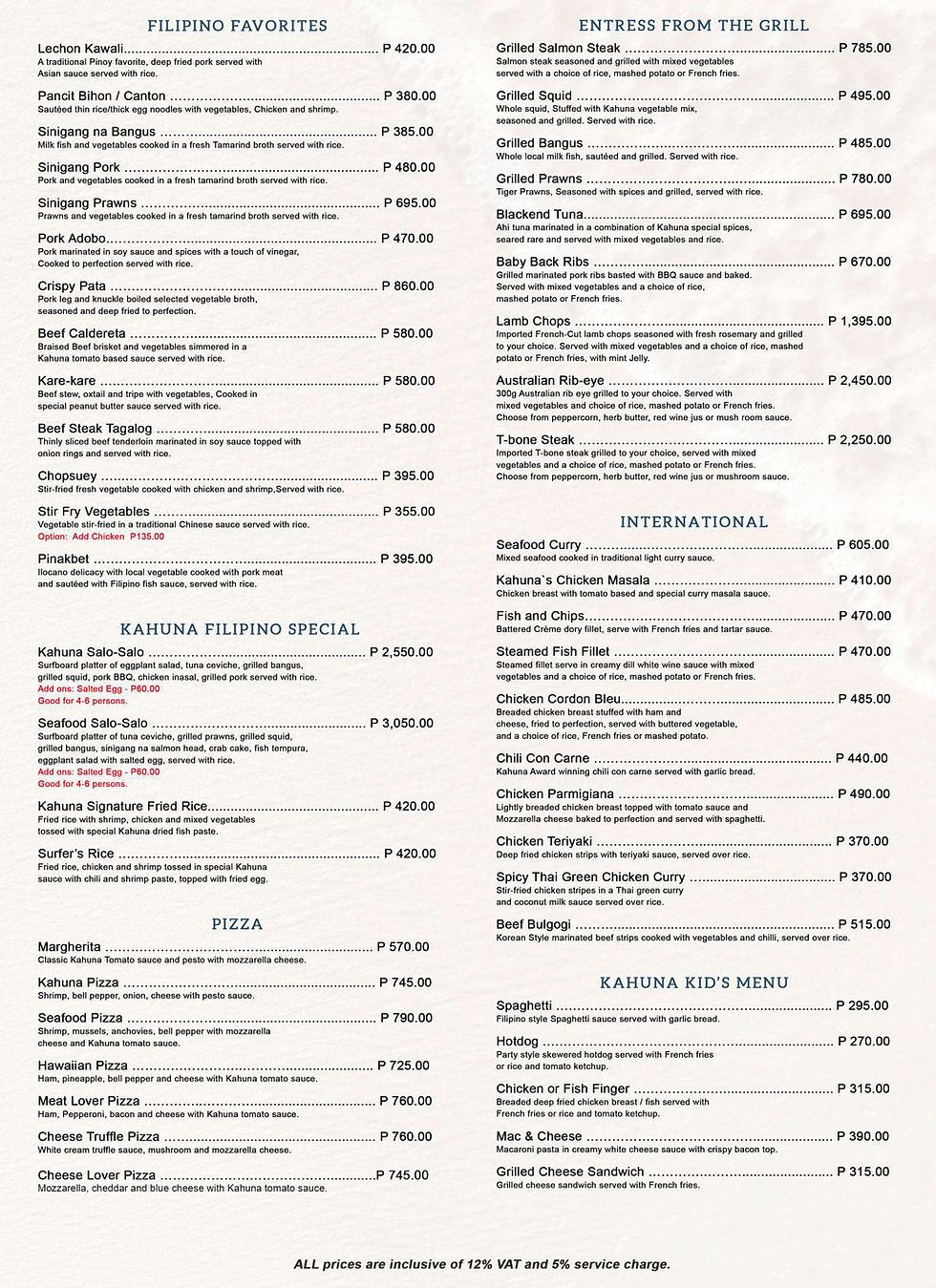Malana Food Menu