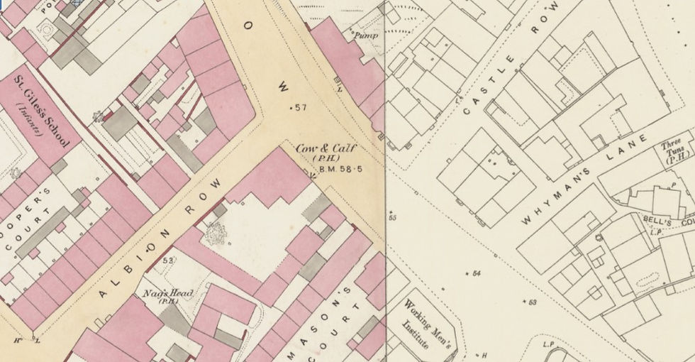 Extract from the Ordnance Survey town plan, mapped in 1885.