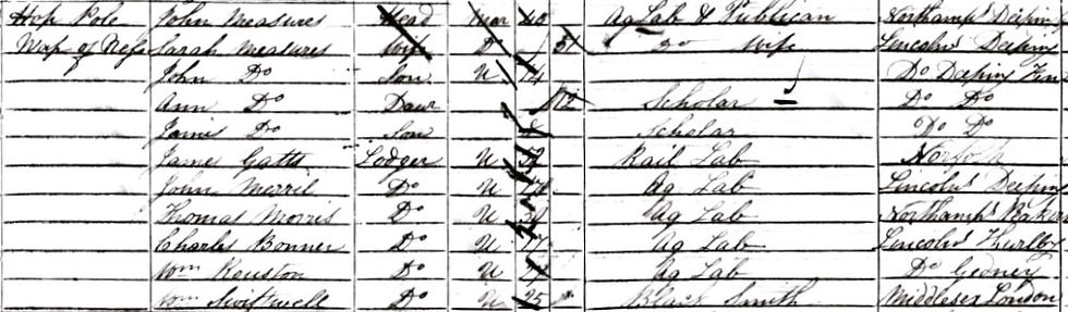 Extract from the 1851 census.