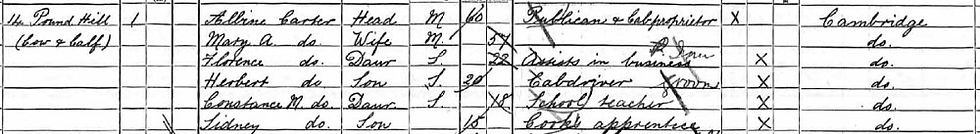 Extract from the 1891 census.