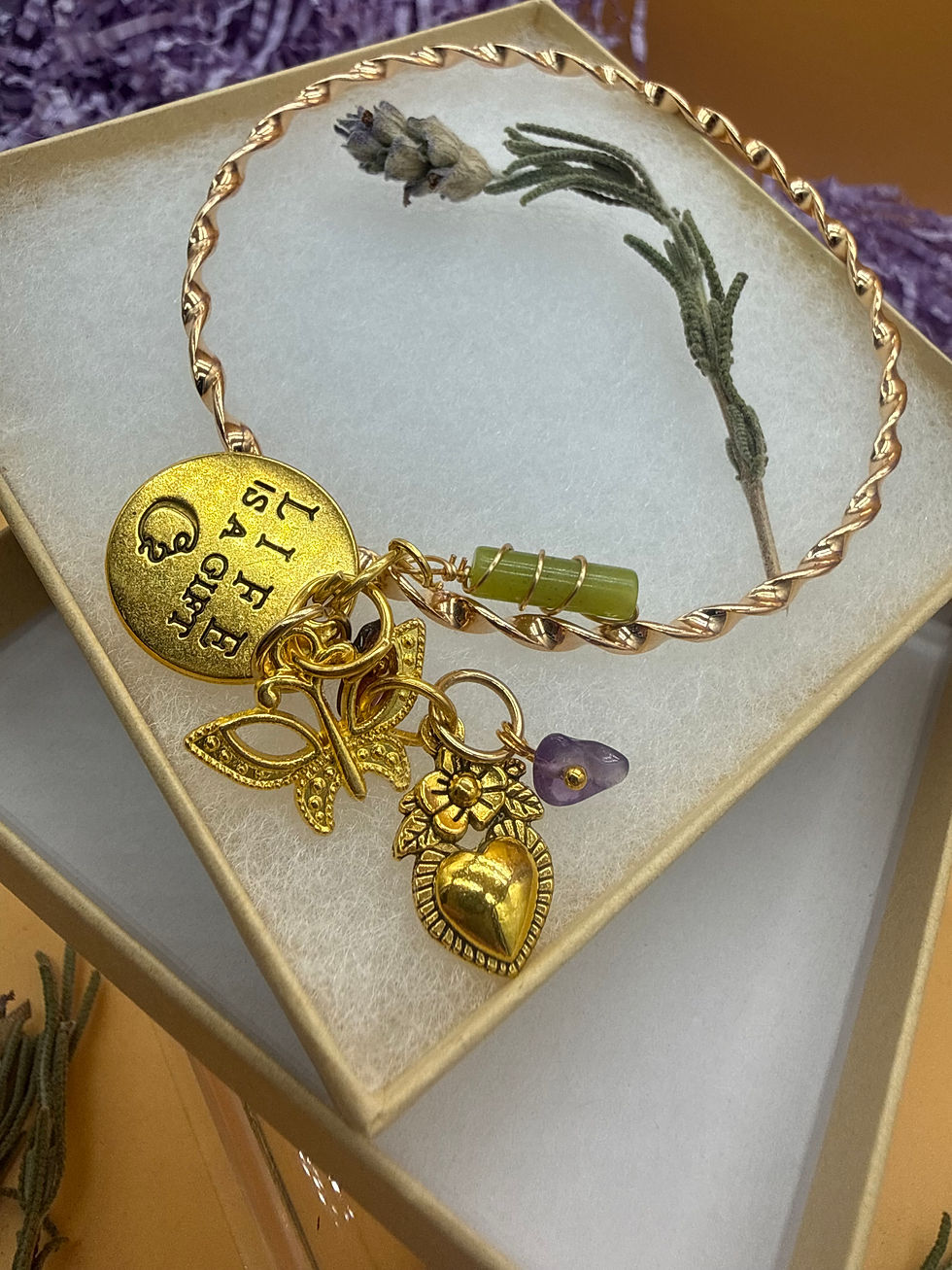 Thumbnail: Chakra Stone Gold Bangle Bracelet 