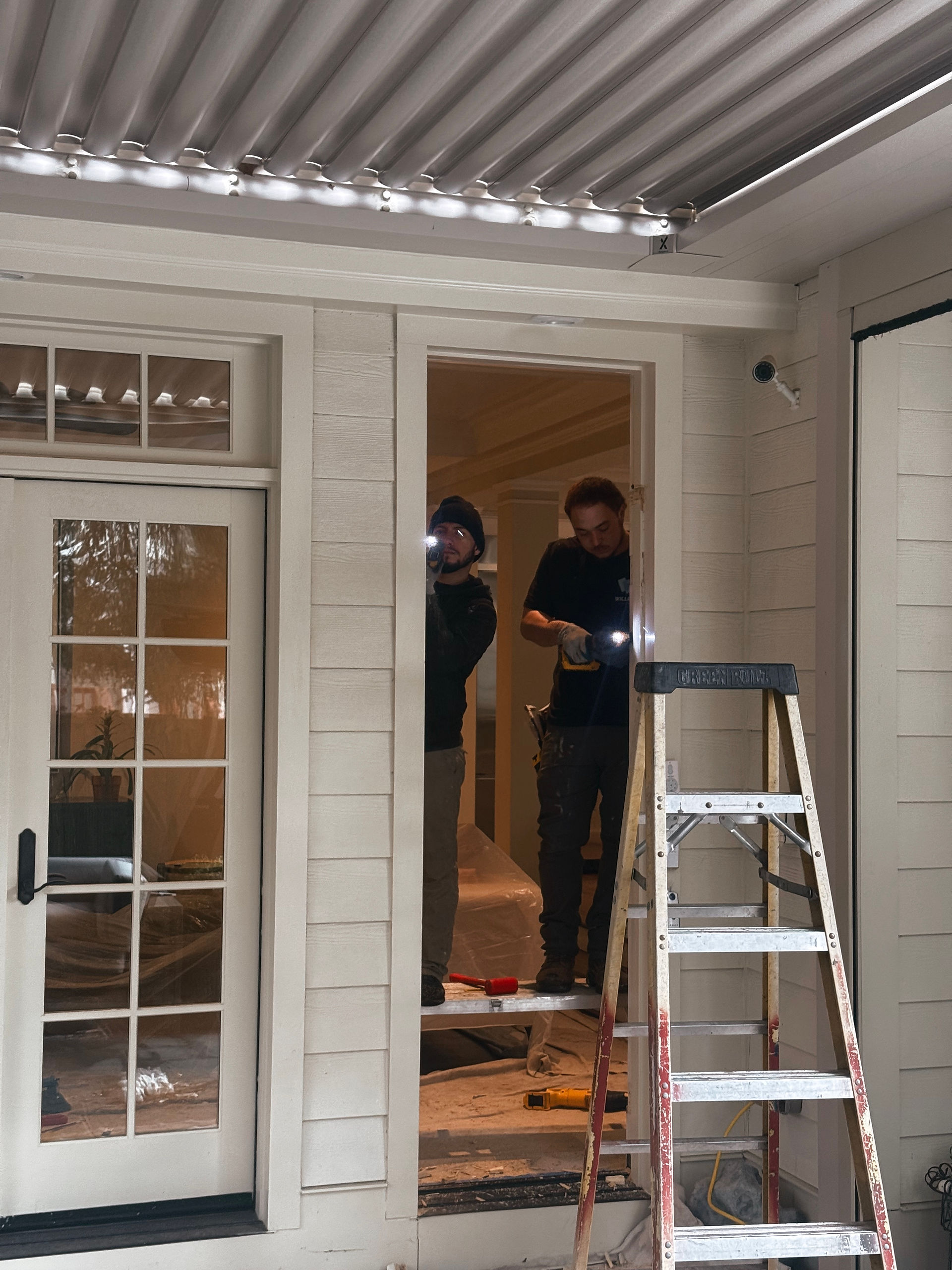 Framing work during French door installation Chevy Chase MD