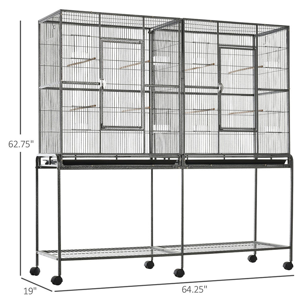 Miniature : 65"L Large Rolling Metal Bird Cage Bird House with Detachable Rolling Stand