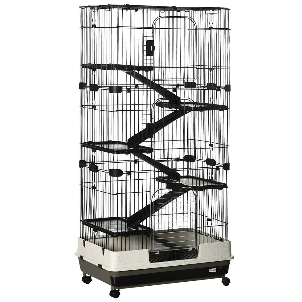 PawHut 32L 6-Level Small Animal Cage Rabbit Hutch with Wheels Slide-out Tray