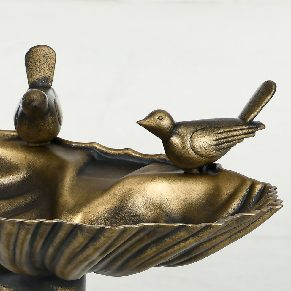 Μικρογραφία: Antique Bronze Birdbath 32" with Planter Pedestal & Bird Statues Garden Decor