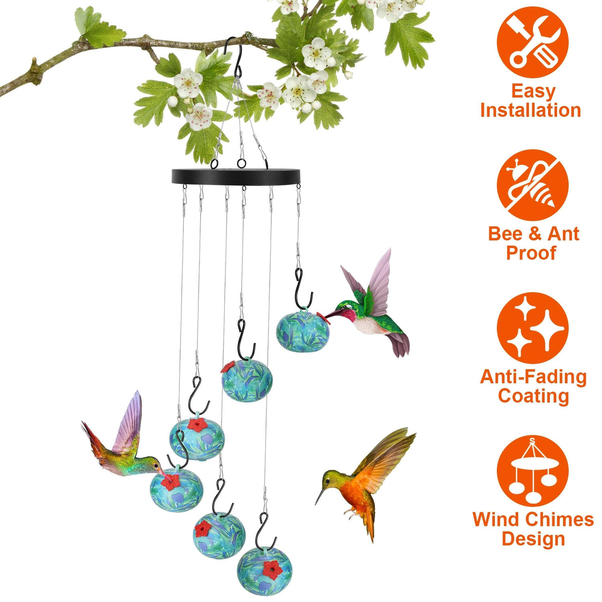 Wind Chimes Hummingbird Feeder, Ant and Bee Proof