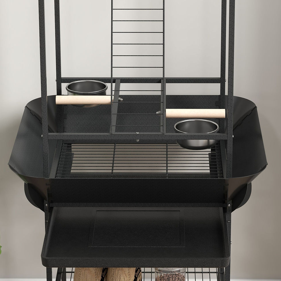 Pikkukuva: Small Bird Stand with Wheels Perches Stainless Steel Feed Bowls Pull-Out Tray