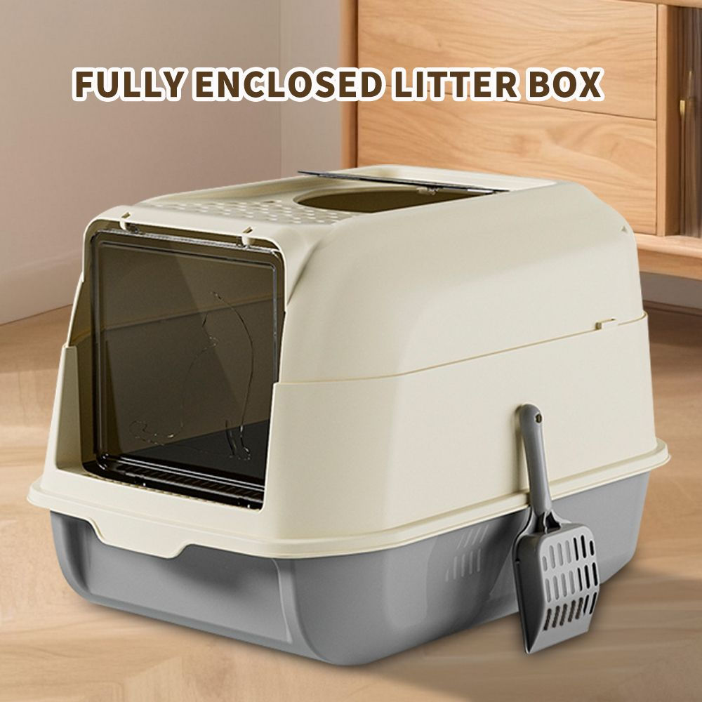 Fully Enclosed Double Door Cat Litter Box – Spacious Interior for Easy Turning