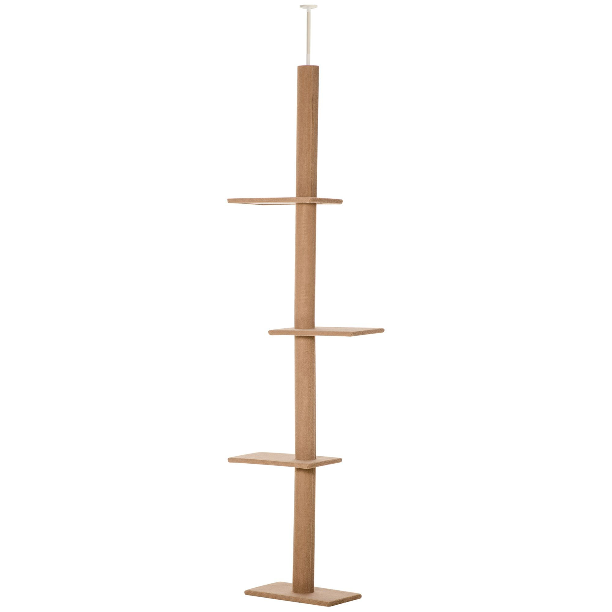 PawHut Floor-to-Ceiling Cat Tree Cat Climbing Tower with Sisal