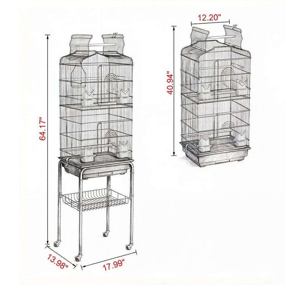 Miniatyrbilde: Bird Cage with Removable Sliding 17.99 X 13.98 X 59.45 in