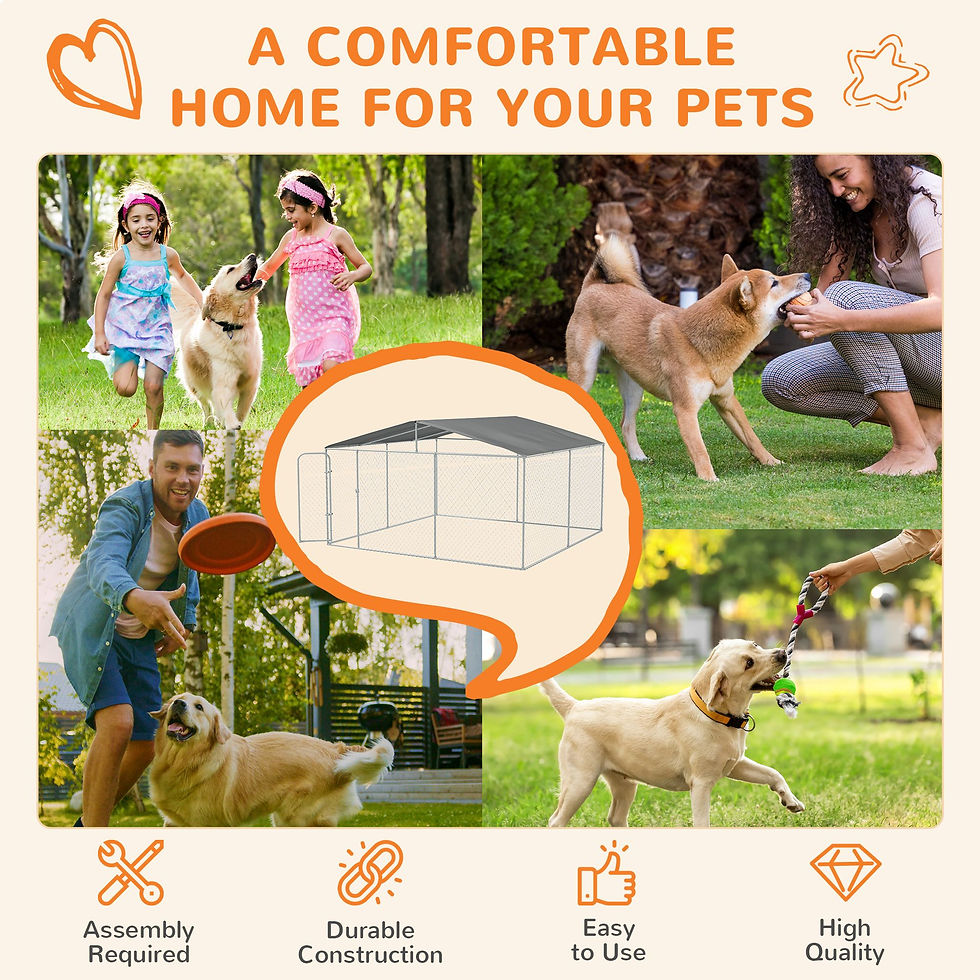 Μικρογραφία: PawHut Outdoor Dog Kennel Galvanized Steel Fence with Cover Secure Lock Mesh