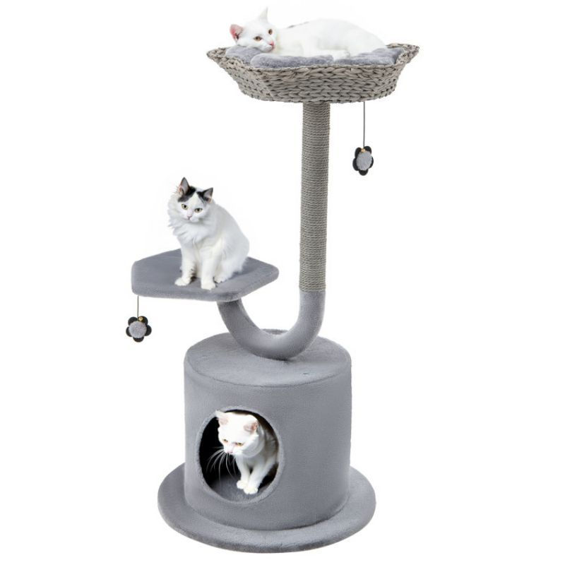 Μικρογραφία: 42 Inch Tall Cat Tower with Curved Metal Supporting Frame 