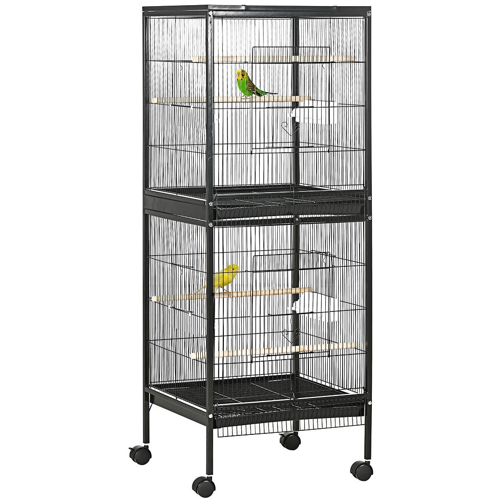 Thumbnail: Mobile 55" Dual-Use Bird Cage Aviary for Finches Budgies with Easy Move Wheels 
