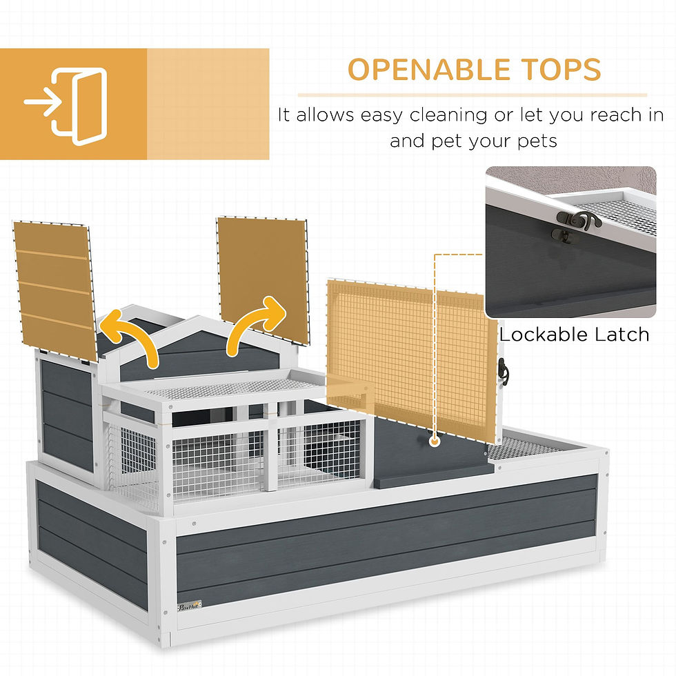 サムネイル： PawHut 3-Room Tortoise Habitat, Indoors & Outdoors Wooden Turtle Enclosure 