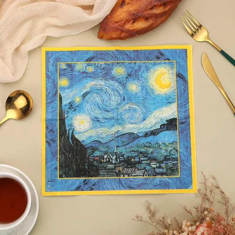 20pcs 25cm 3Layer Blue Starry Night Printed Napkins Birthday Party Disposable