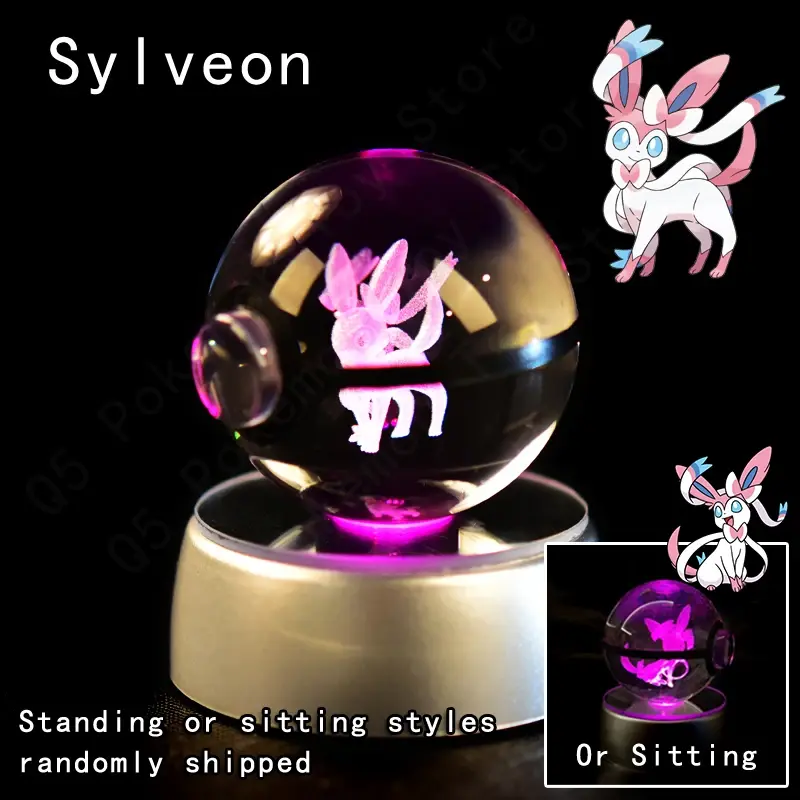 Thumbnail: Pokemon Crystal Ball 3D Pikachu Gengar Mewtwo Night Light Lamp Pokeball 3D Glass