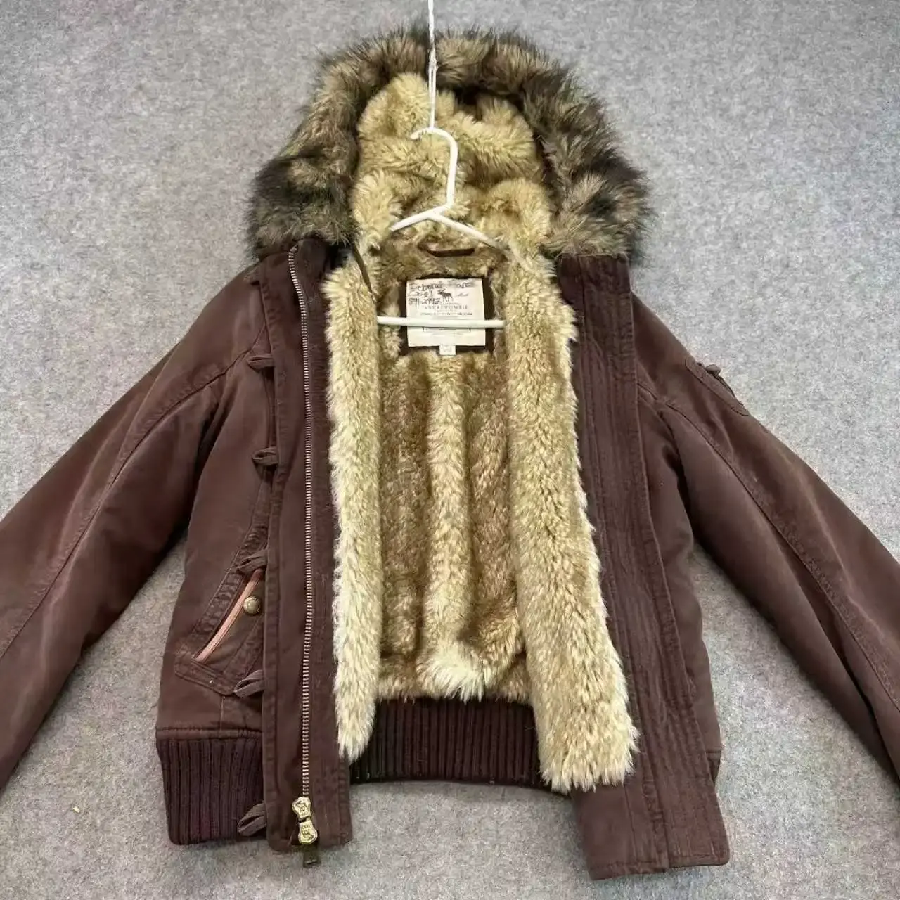 Y2K Vintage Autumn and Winter Lamb Fleece Lining Jackets Women's Cotton Brown