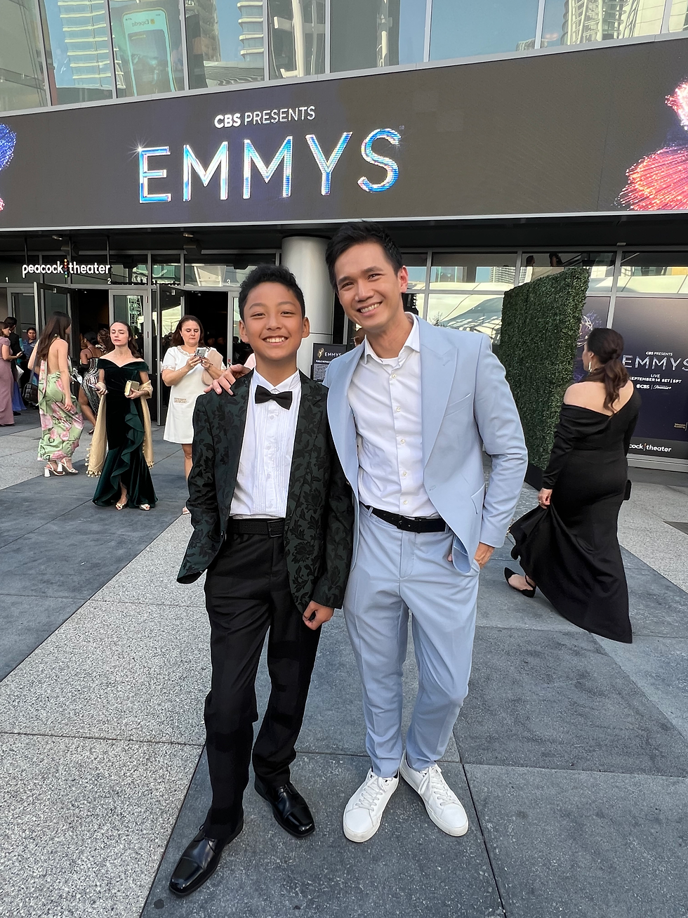Todd Lien and Allen Deng at the 2025 Emmy Awards presented by CBS in Los Angeles