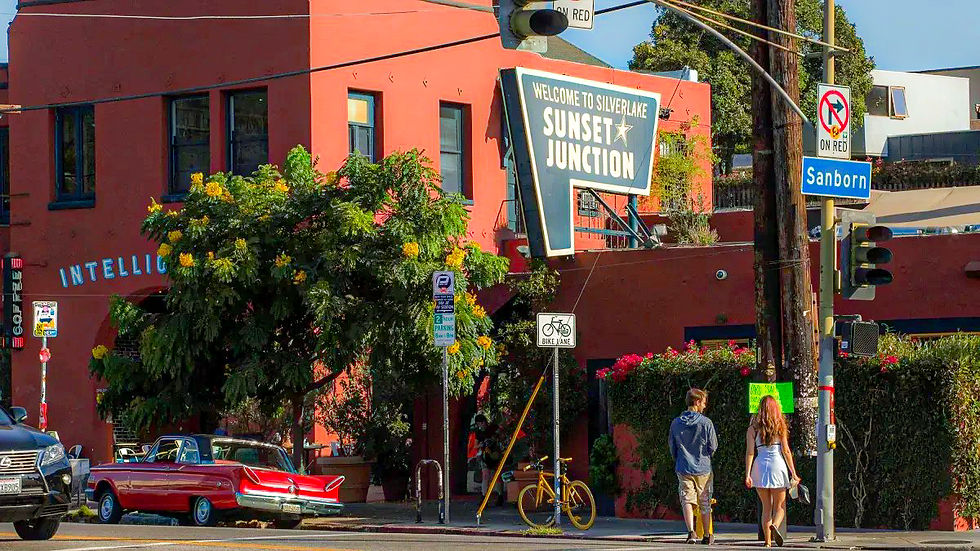 Hip street in Sunset Junction area of Silverlake in Los Angeles, CA.