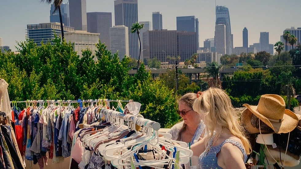 Vintage clothing racks at Los Angeles thrift store