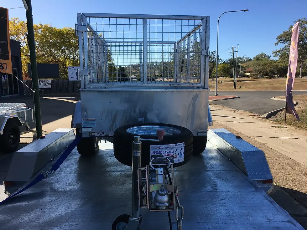Thumbnail: 5×3 Tipping Box Trailer with Cage and Spare Tyre – ATM 750kg. for sale