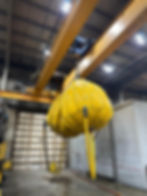 High angle view of a crane undergoing load testing