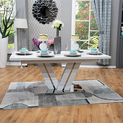 Thumbnail: Alexa Extendable dining table, Gloss white with chrome finish