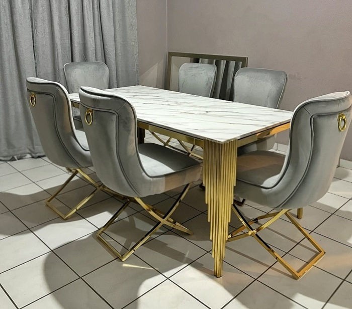 Regal 6 Seater DIning Set with Grey ring dining chairs