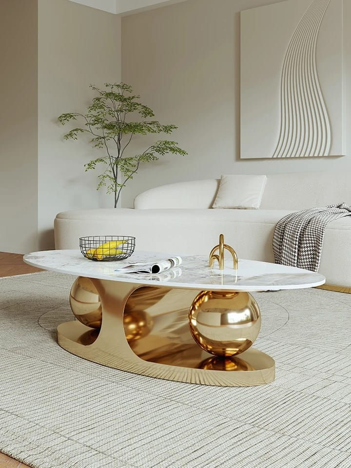 Twin Ball Coffee Table Gold Frame