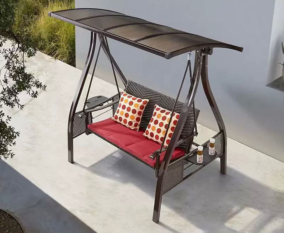 2 Seater Swing Chair with Adjustable Canopy - Black