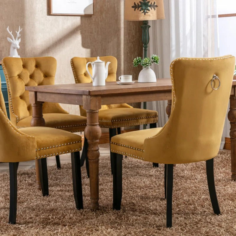 Thumbnail: Allena Tufted Wingback Dining Chair Mustard Yellow