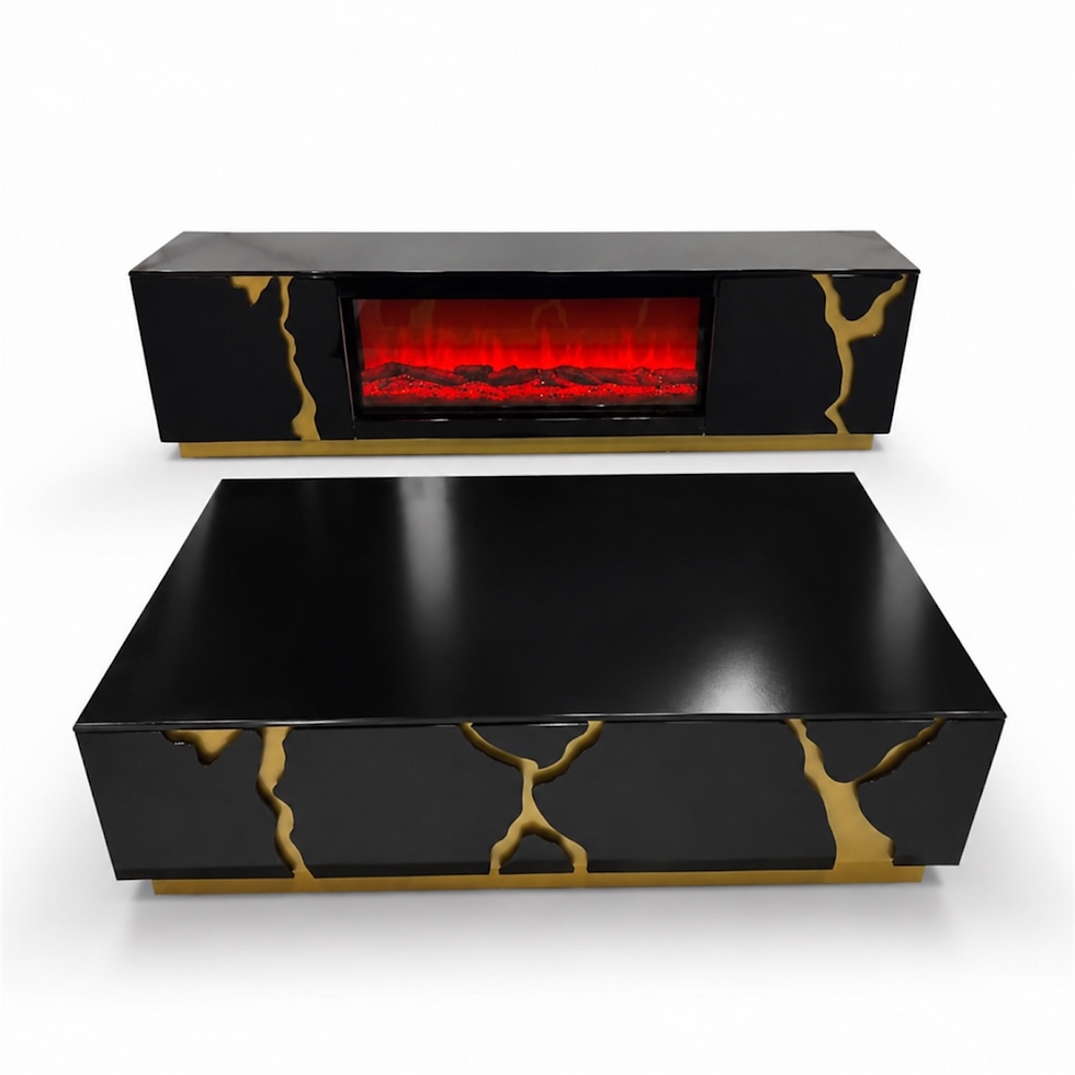 Thumbnail: Vantira TV Stand and Coffee Table Set (Black & Gold)