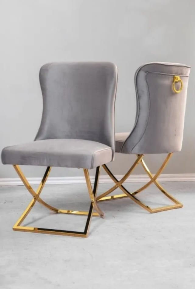 Ring Dining Chair with Gold Frame and grey colour
