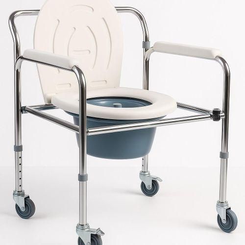 Foldable, Height Adjustable Commode Seat with Wheels