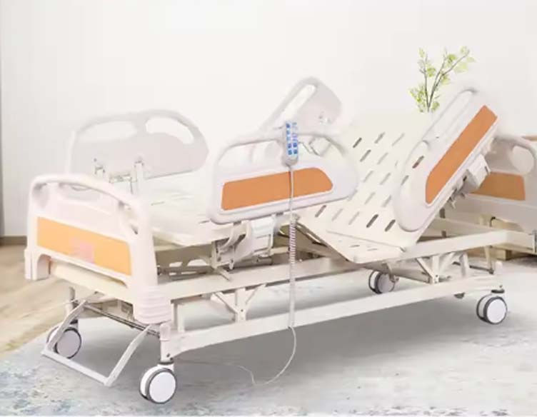 3 function electric hospital bed with adjustable backrest, leg rest, and height control for patient comfort