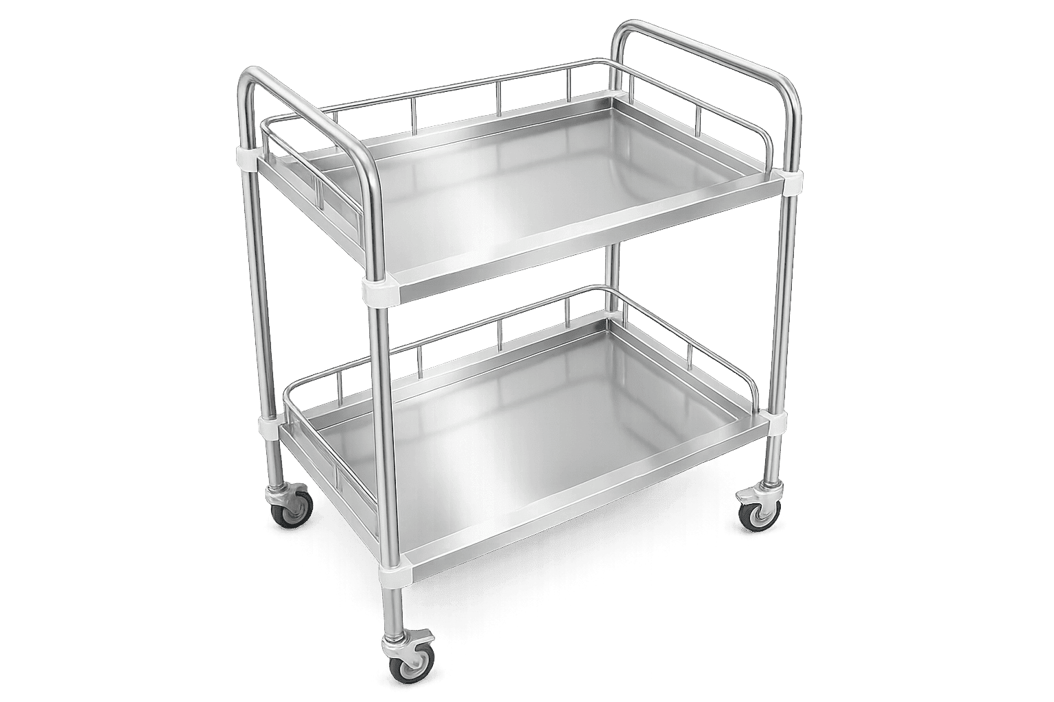 2 Shelf Stainless Steel Medicine Trolley with Wheels