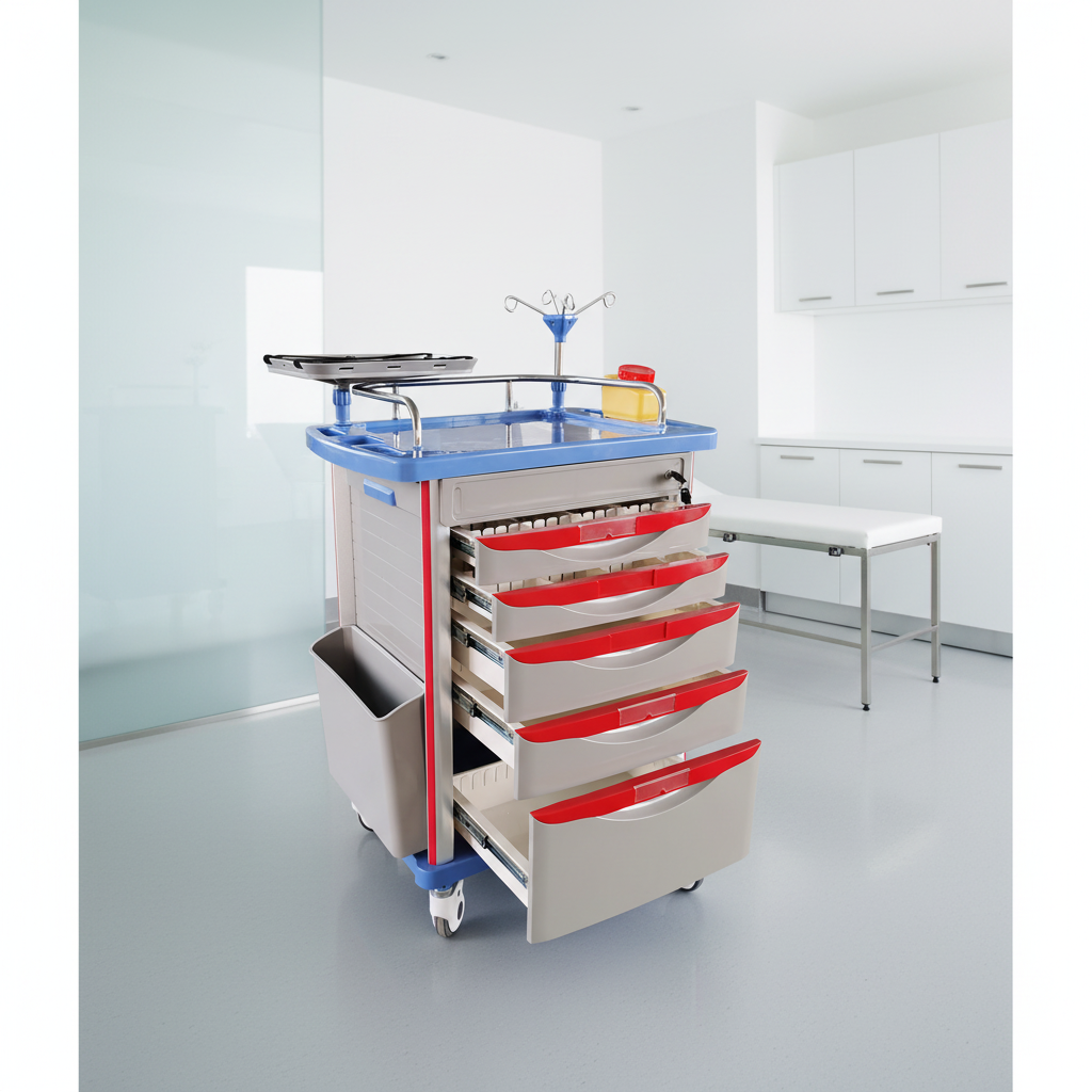Medical Emergency Crash Cart Trolley - ABS Hospital Treatment & Medication Cart