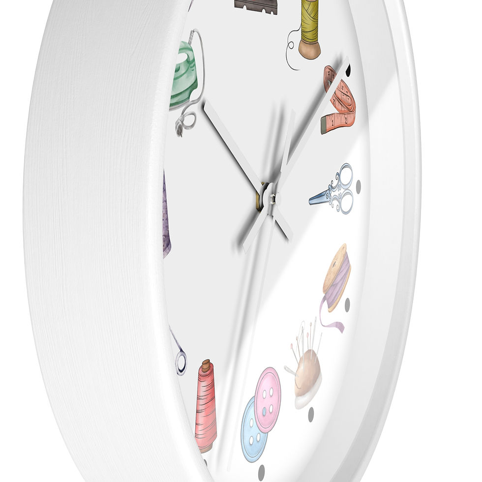 Thumbnail: Watercolor Sewing Notions Wall Clock – Unique Sewing Gift for Makers