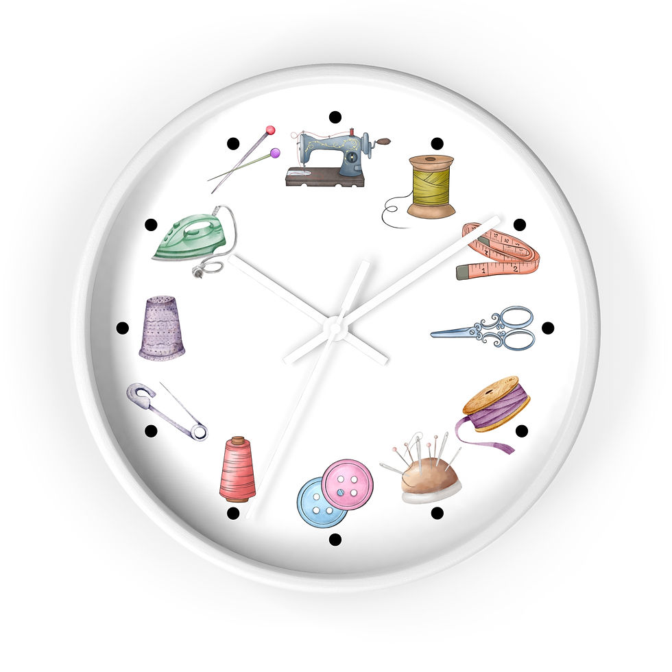 Thumbnail: Watercolor Sewing Notions Wall Clock – Unique Sewing Gift for Makers