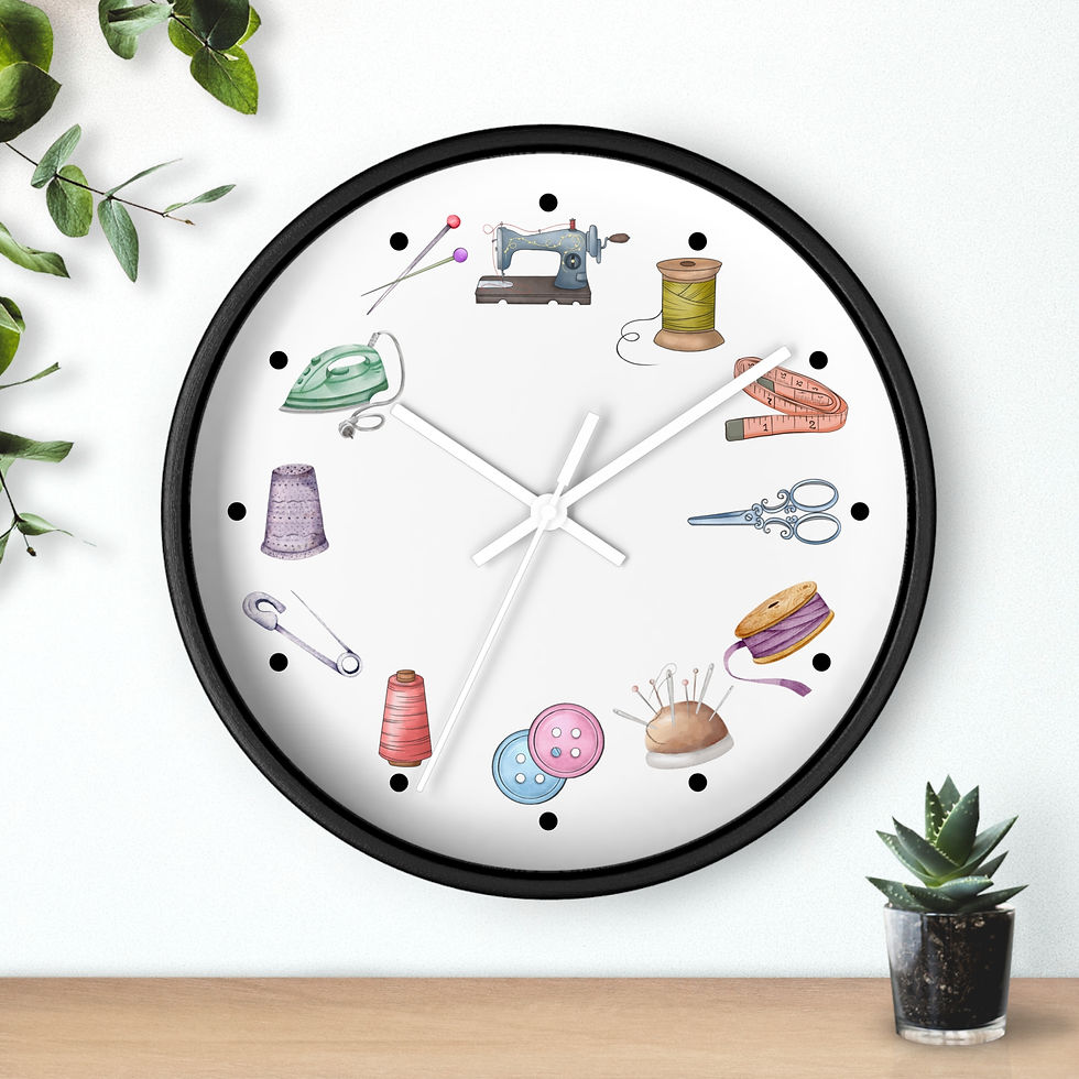 Thumbnail: Watercolor Sewing Notions Wall Clock – Unique Sewing Gift for Makers