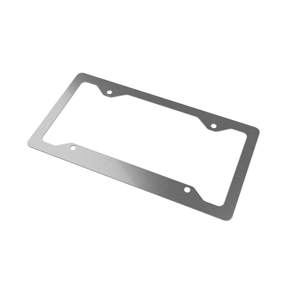 Thumbnail: Back of I'd Rather Be Sewing license plate frame showing metal frame