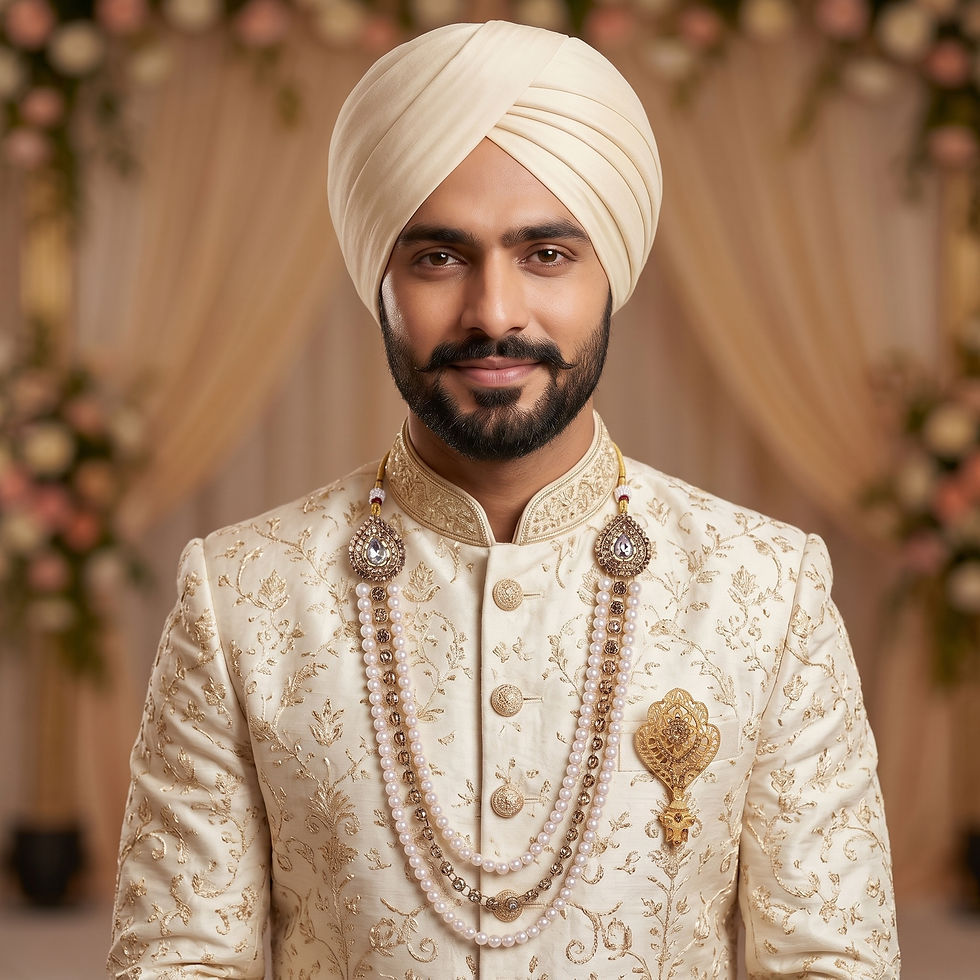 Thumbnail: The groom's Sherwani Mala and brooch combo is a quintessential ensemble that epitomizes elegance.