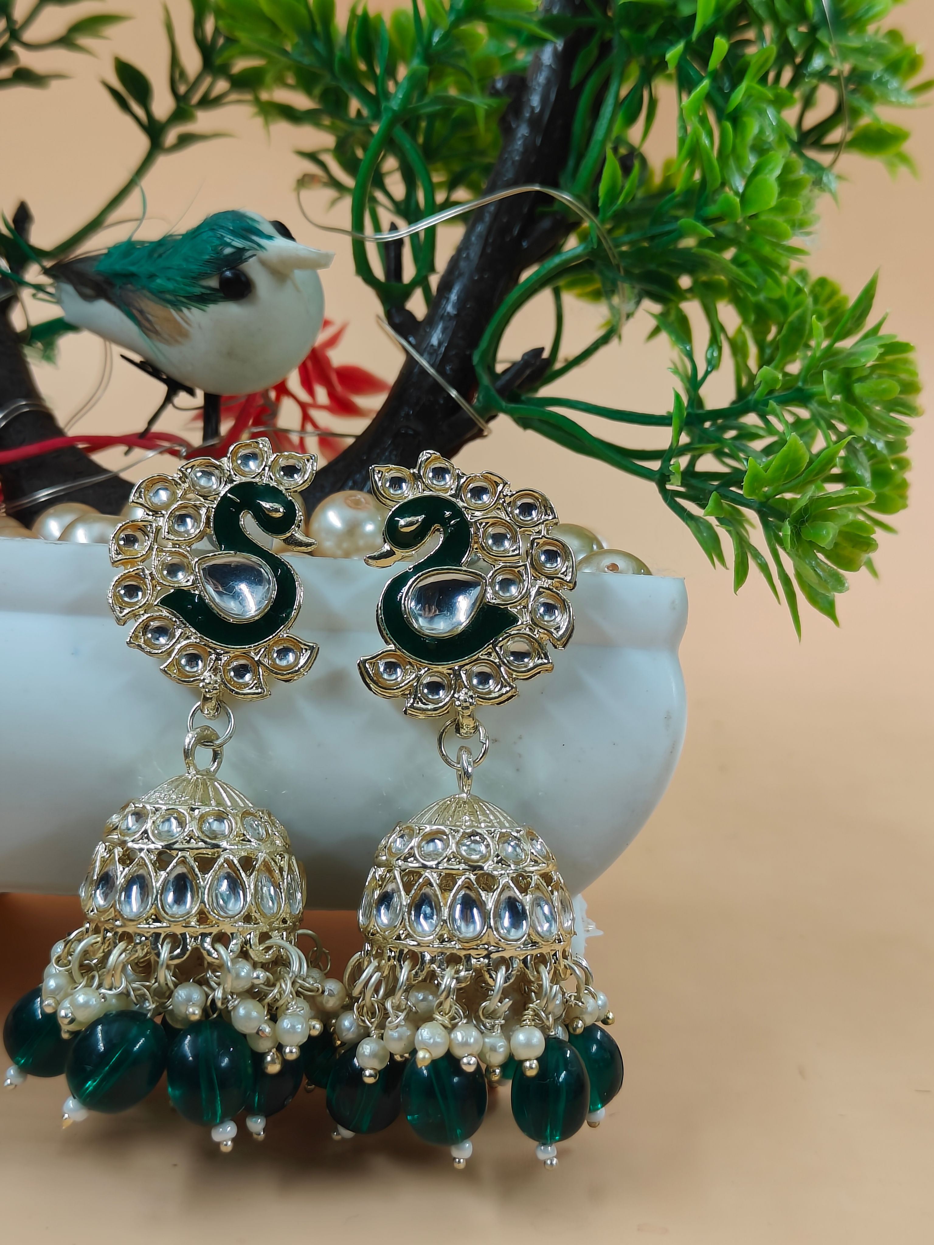 Traditional Jhumka earrings are cherished cultural adornments originating from South Asia, particularly India.