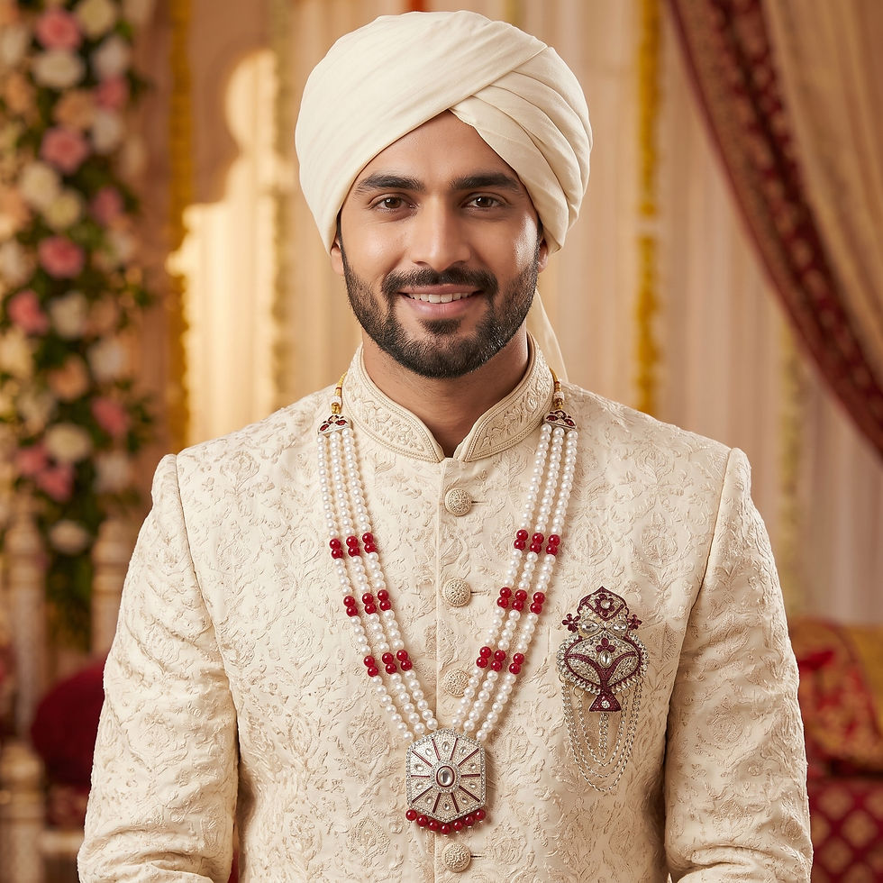 Thumbnail: pearl mala for men, ideal for sherwani or wedding wear