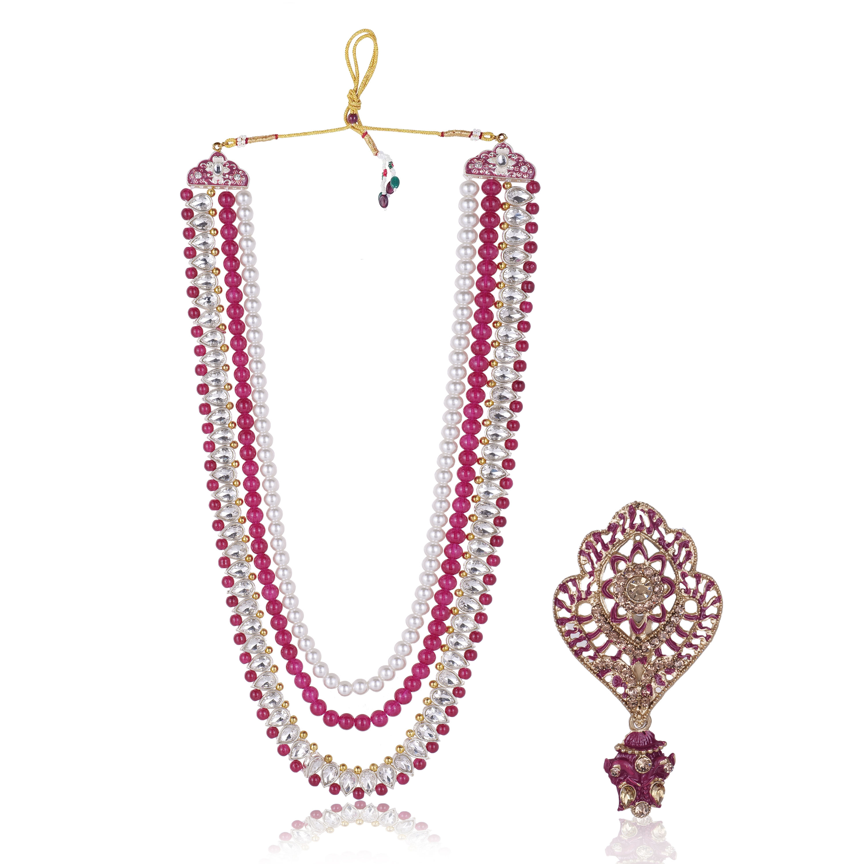 sherwani mala for groom with pearl or glass beads, designed for traditional attire