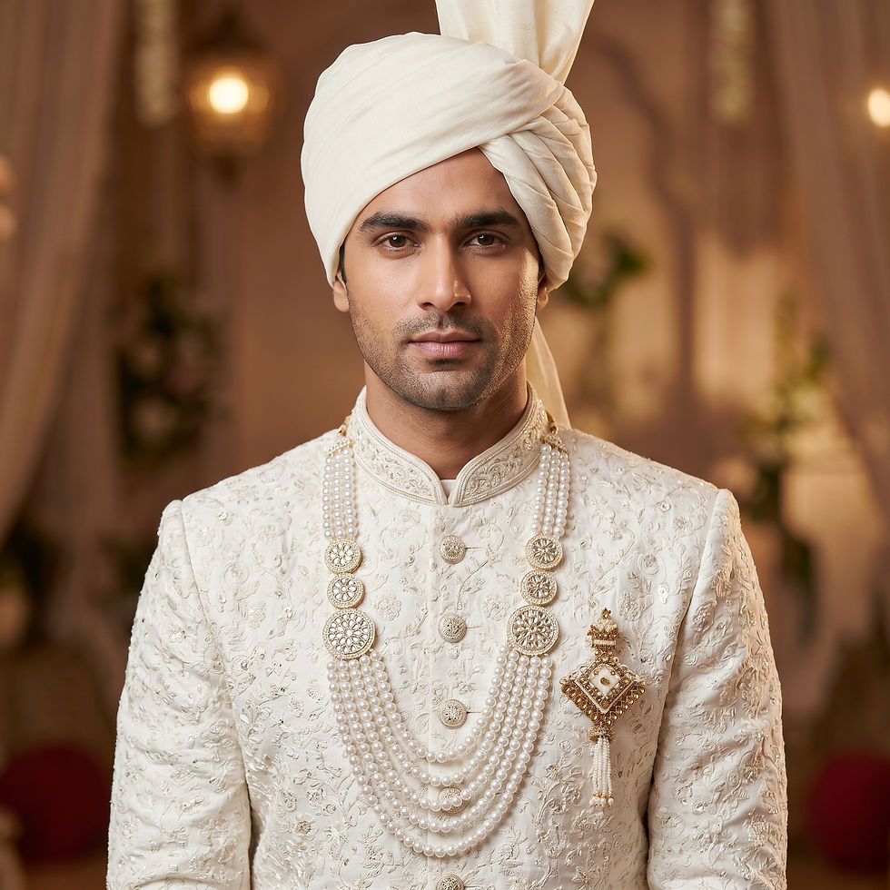 Thumbnail: Groom sherwani mala with pearl or glass beads, designed for traditional attire