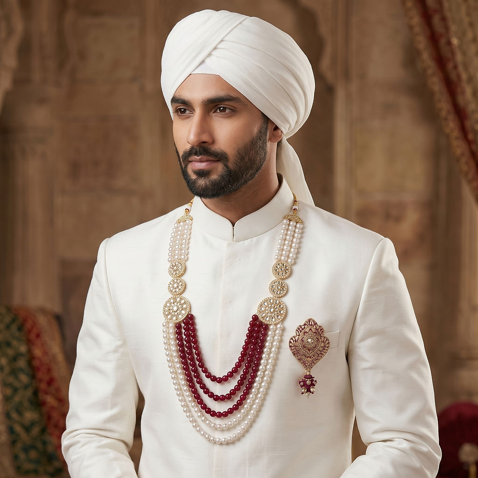 Thumbnail: groom mala design with multi-layered beads for sherwani