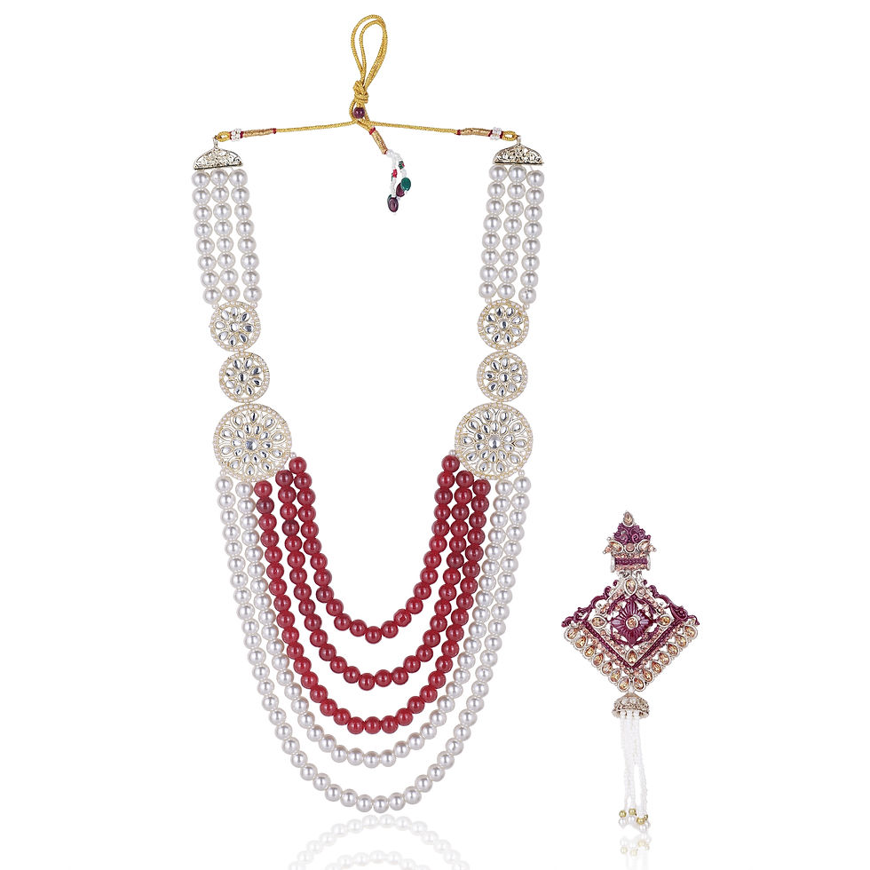 Thumbnail: groom mala design with multi-layered beads for sherwani