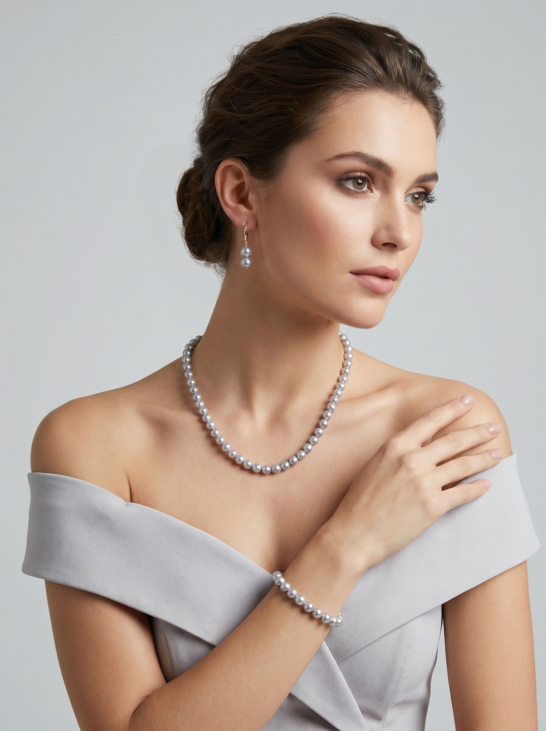 These pearls may be uniform in size for a classic look