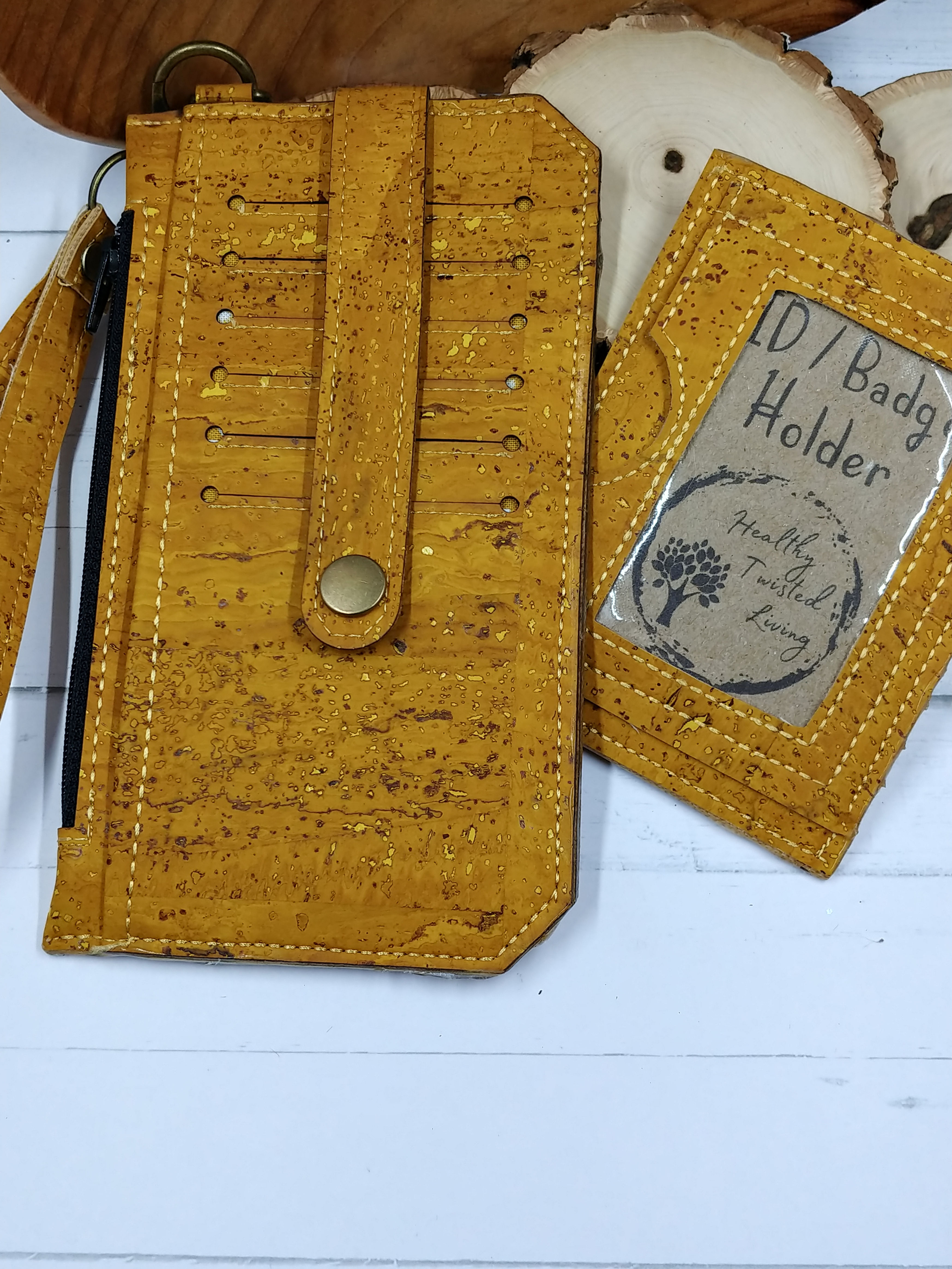 Mustard yellow cork wallet